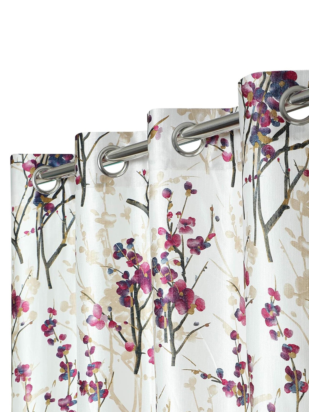 

Ultica Fab Burgundy & White 2 Pcs Floral Room Darkening Long Door Curtain