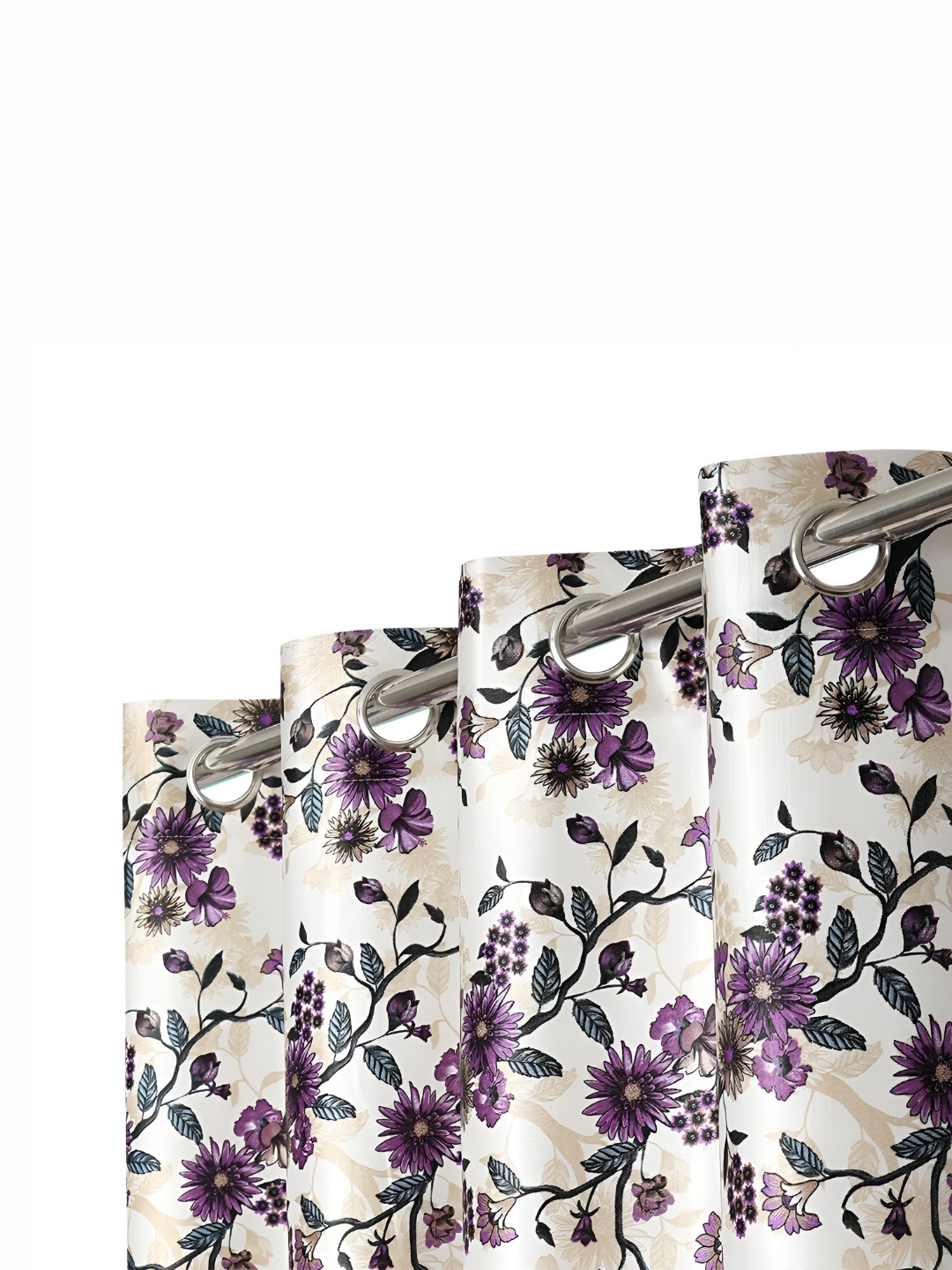 

Ultica Fab Purple & Beige 2 Pieces Floral Room Darkening Window Curtains