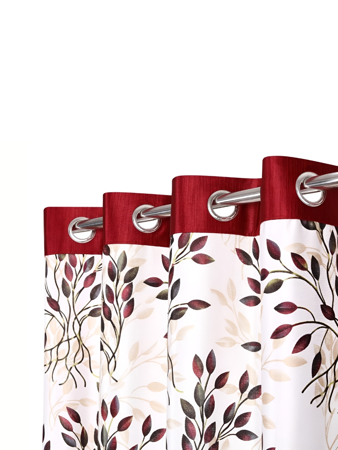 

Ultica Fab Maroon & White 2 Pieces Floral Room Darkening Door Curtains