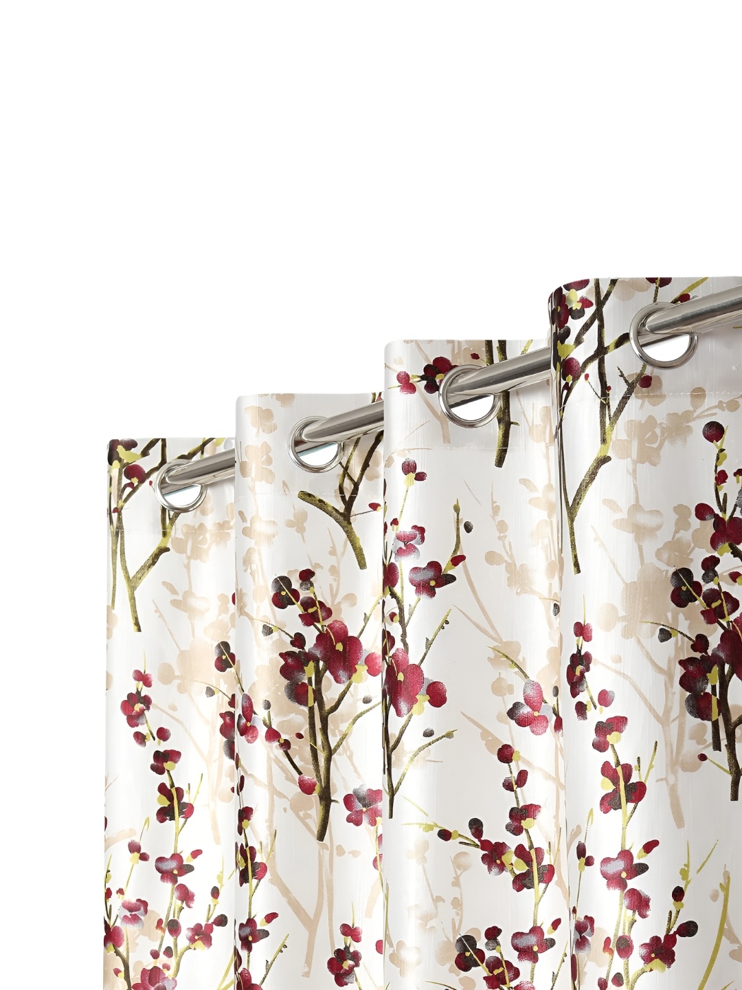 

Ultica Fab Maroon & White 2 Pieces Floral Room Darkening Door Curtains