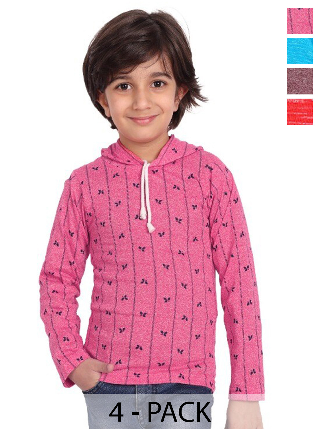 

BAESD Boys Pack Of 4 Conversational Printed Cotton Casual T-shirt, Red