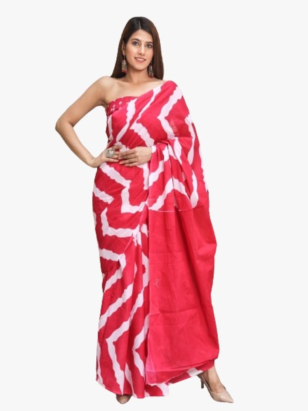 

TROPWEAR Pure Cotton Block Print Saree, Pink