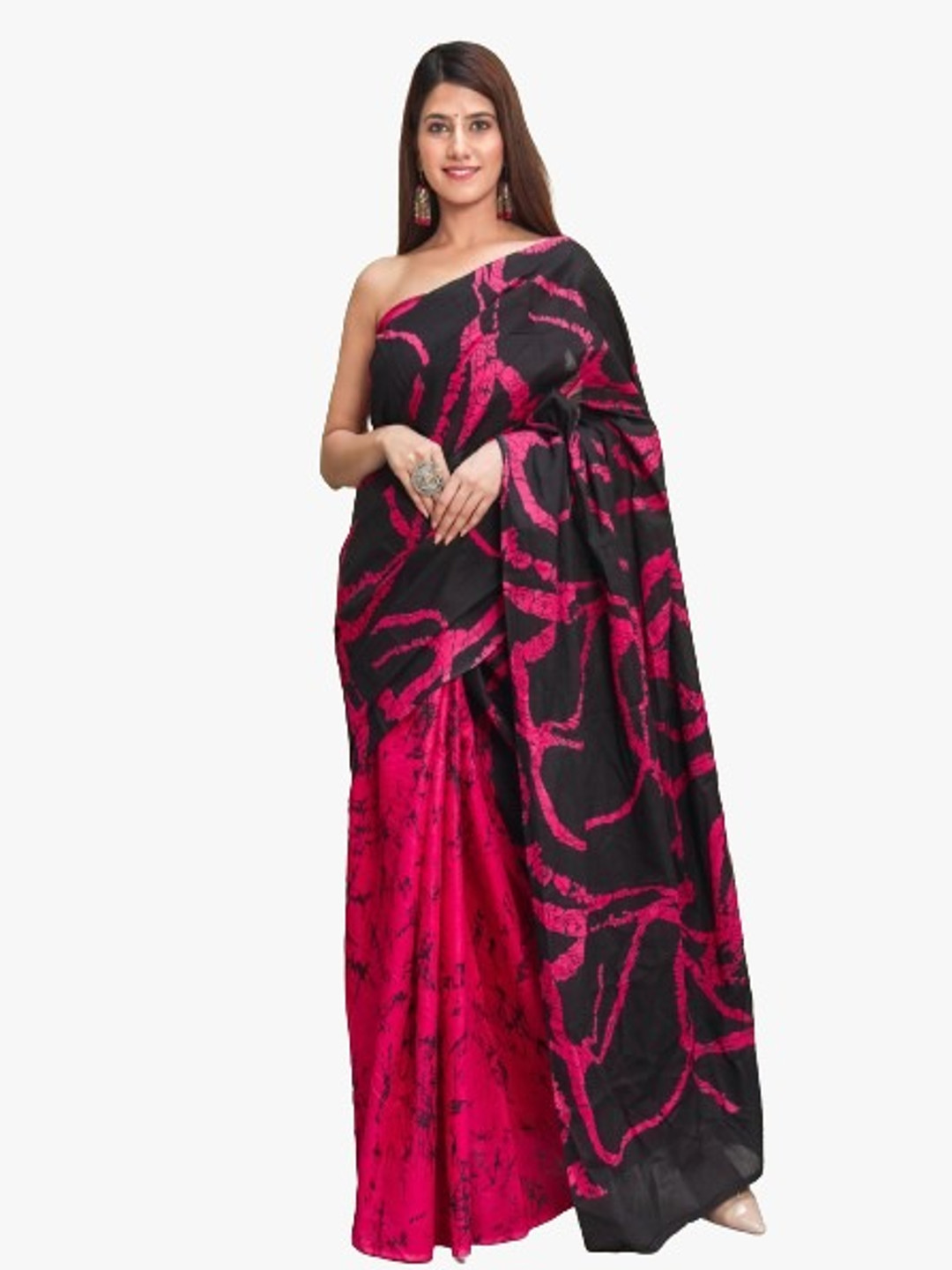 

TROPWEAR Pure Cotton Block Print Saree, Pink