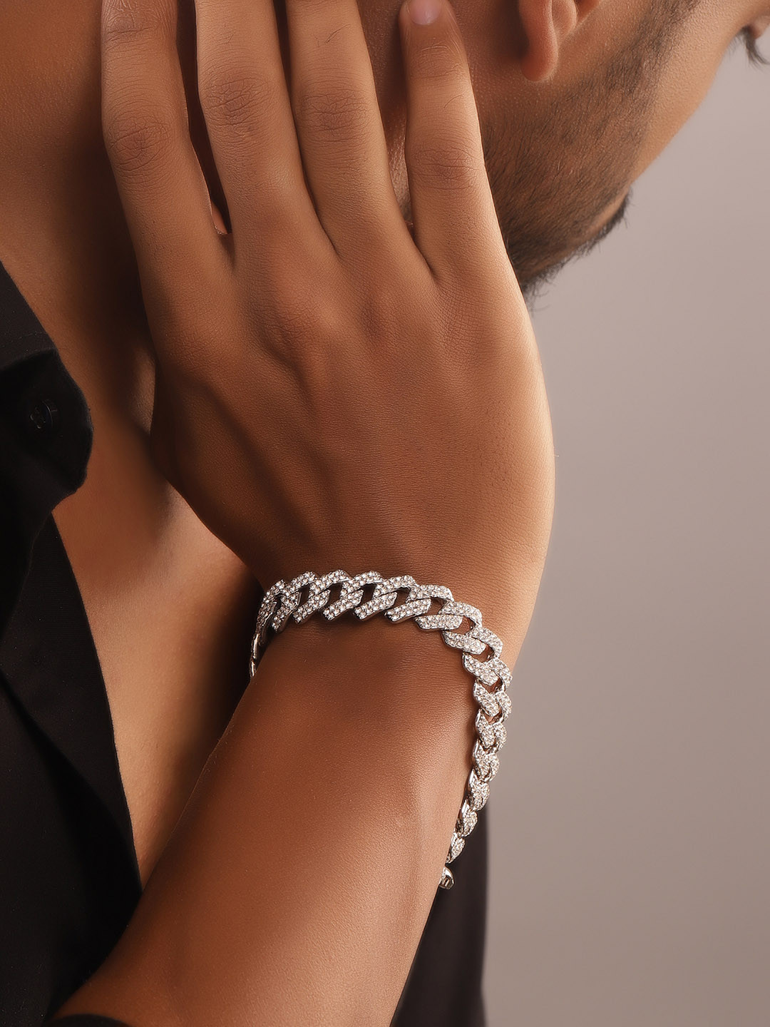 

Roadster Rhodium-Plated CZ-Studded Bracelet, Silver