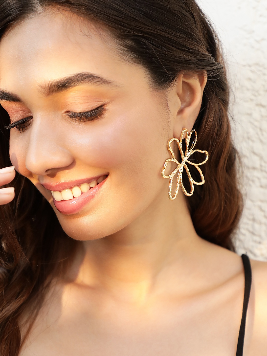 

Rubans Voguish 18K Gold Plated Large Floral Statement Stylish Stud Earrings