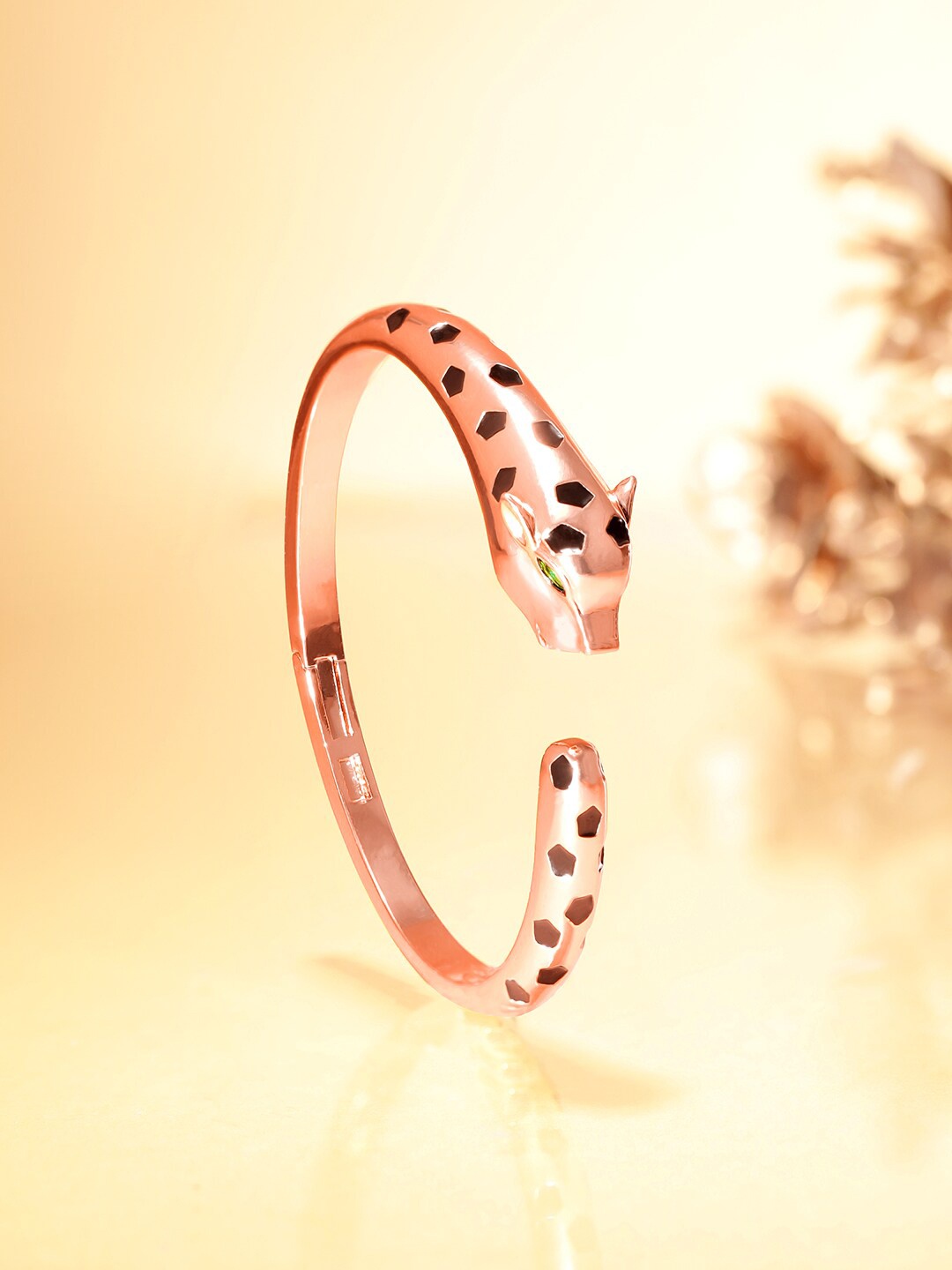 

Rubans 22K Rose Gold Plated Stainless Steel Tarnish Free Demi-Fine Panther Cuff Bracelet