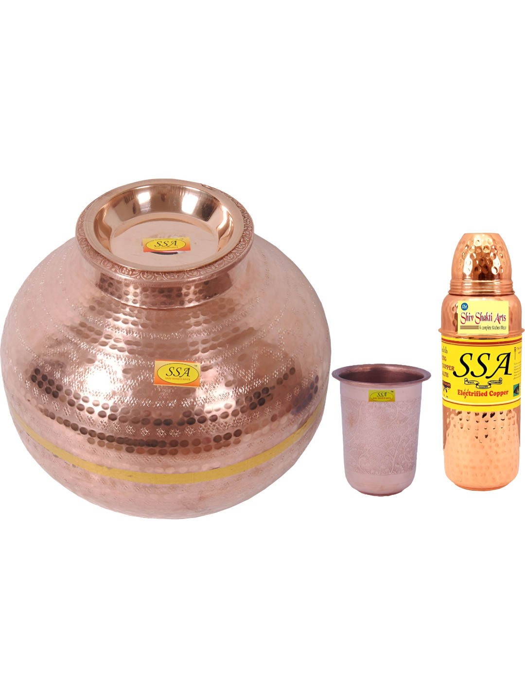 

Shivshakti Arts 3 Pieces Copper Water Dispenser Set