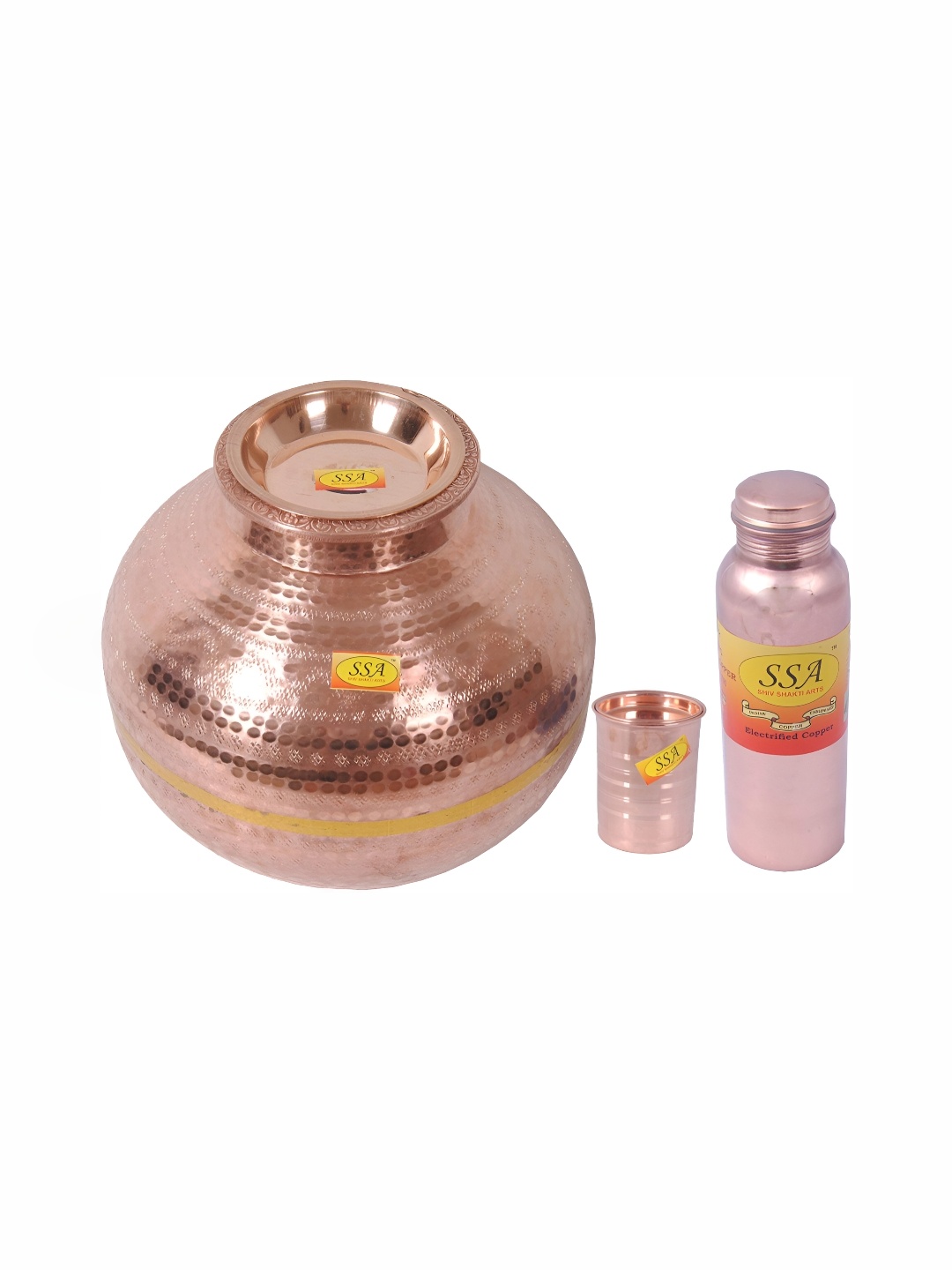 

Shivshakti Arts 3 Pieces Copper Water Dispenser Set