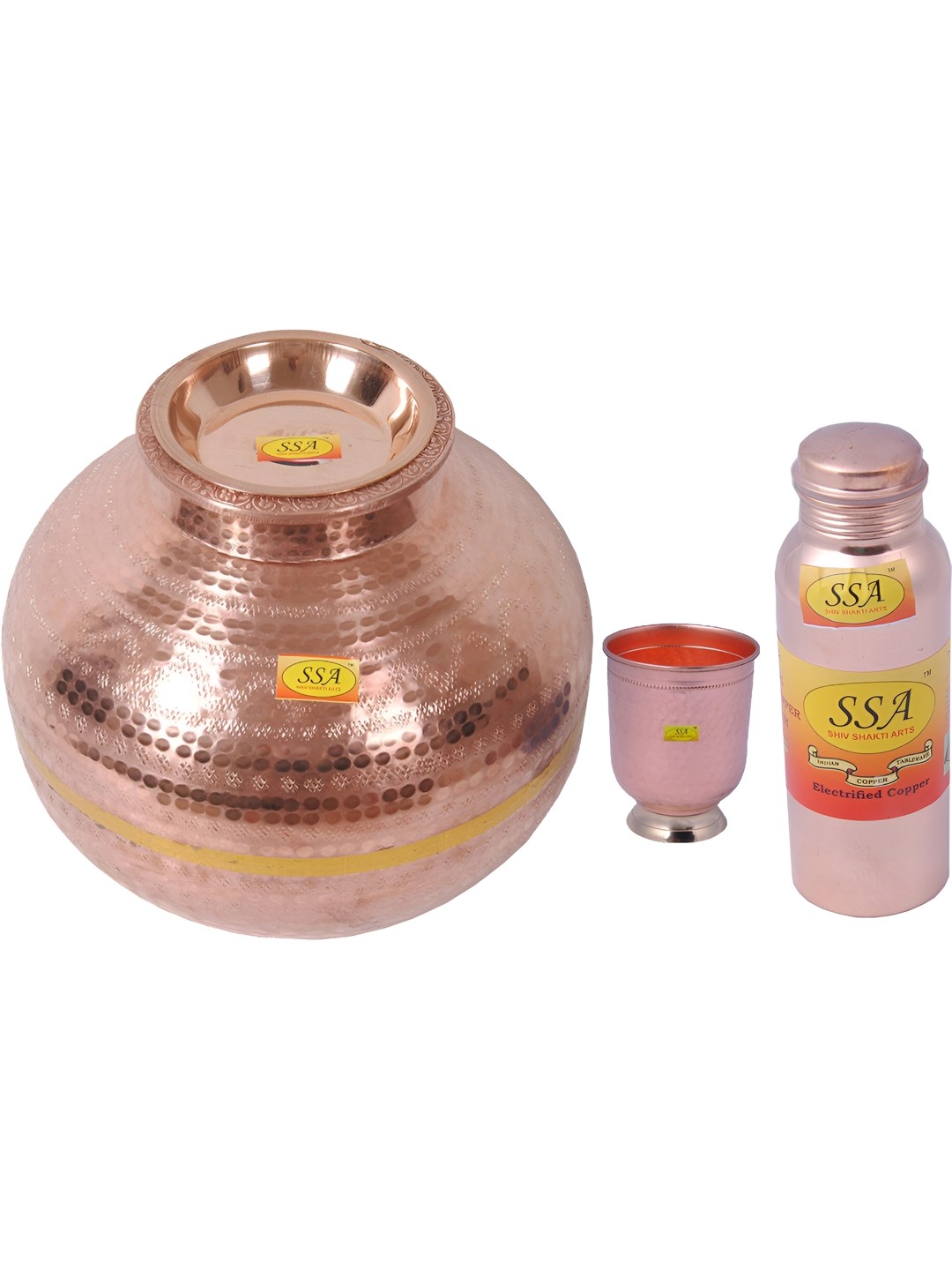 

Shivshakti Arts 3 Pieces Copper Water Dispenser Set