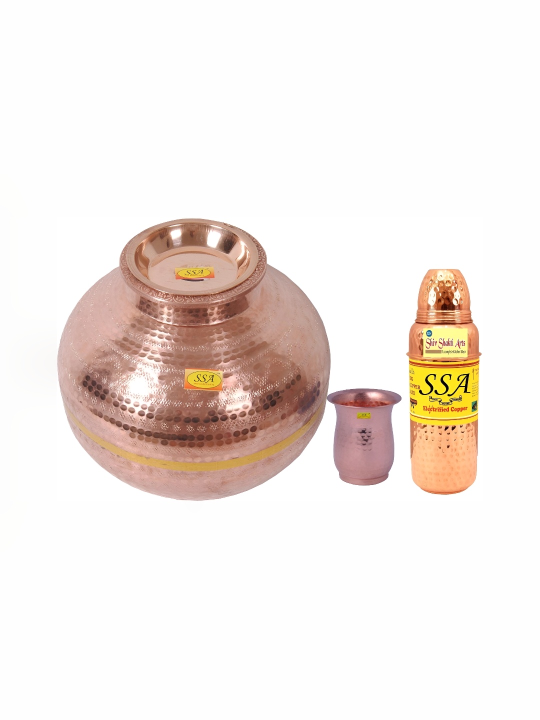 

Shivshakti Arts 3 Pieces Copper Water Dispenser Set