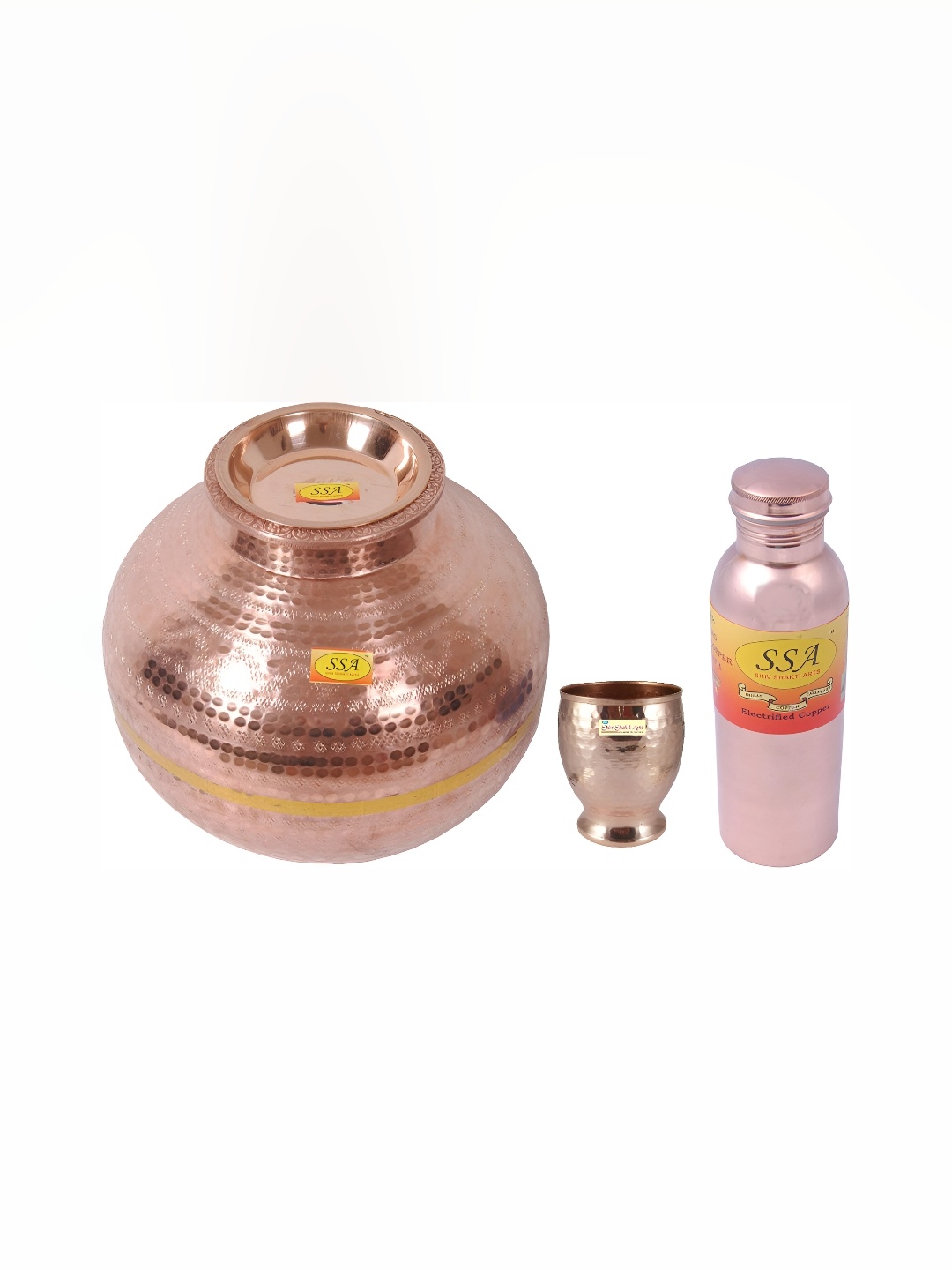 

Shivshakti Arts 3 Pieces Copper Water Dispenser Set