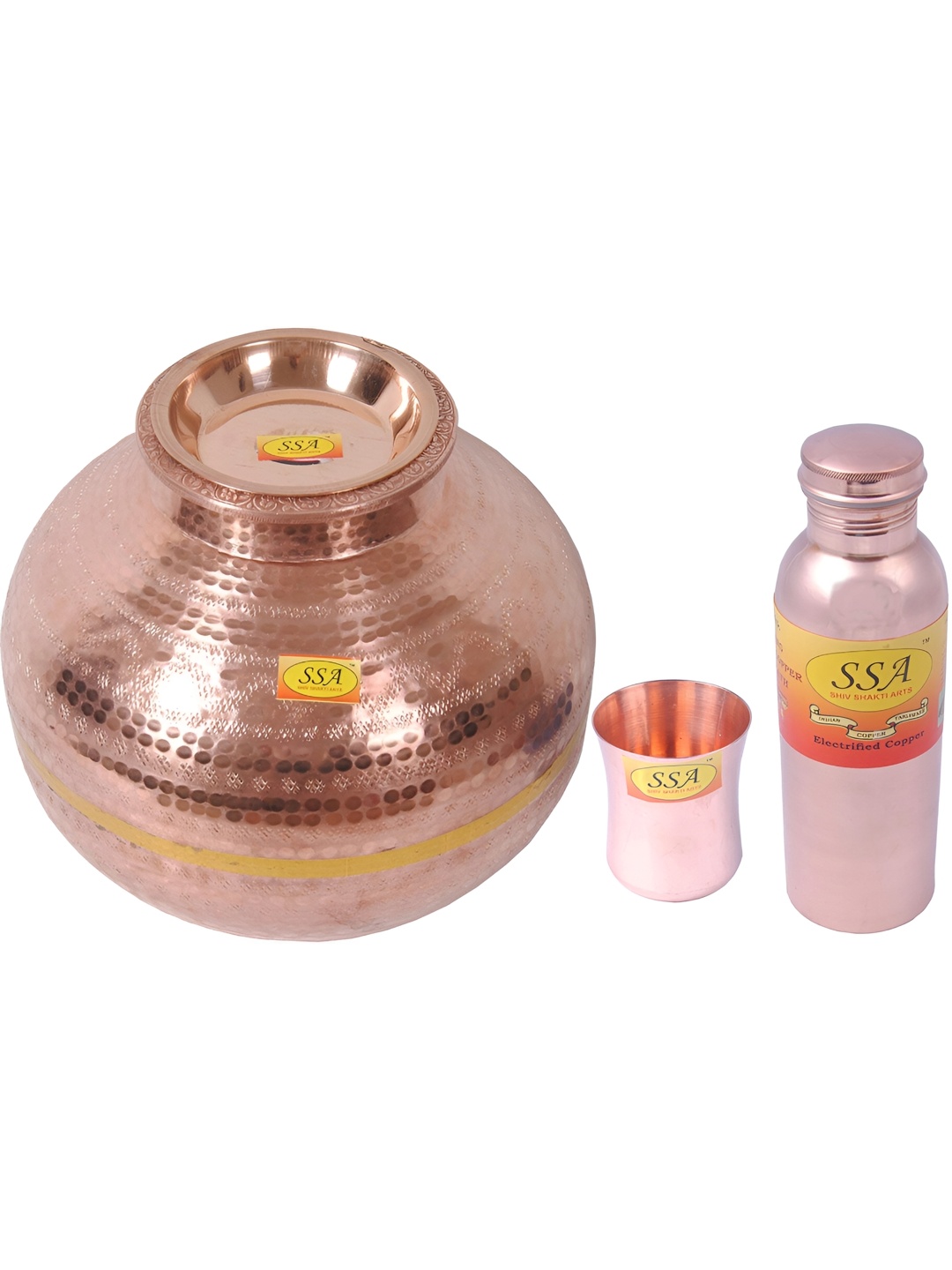

Shivshakti Arts 3 Pieces Copper Water Dispenser Set