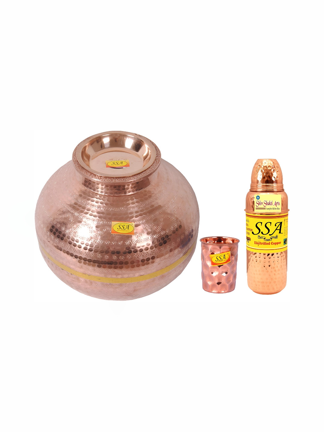 

Shivshakti Arts 3 Pieces Copper Water Dispenser Set