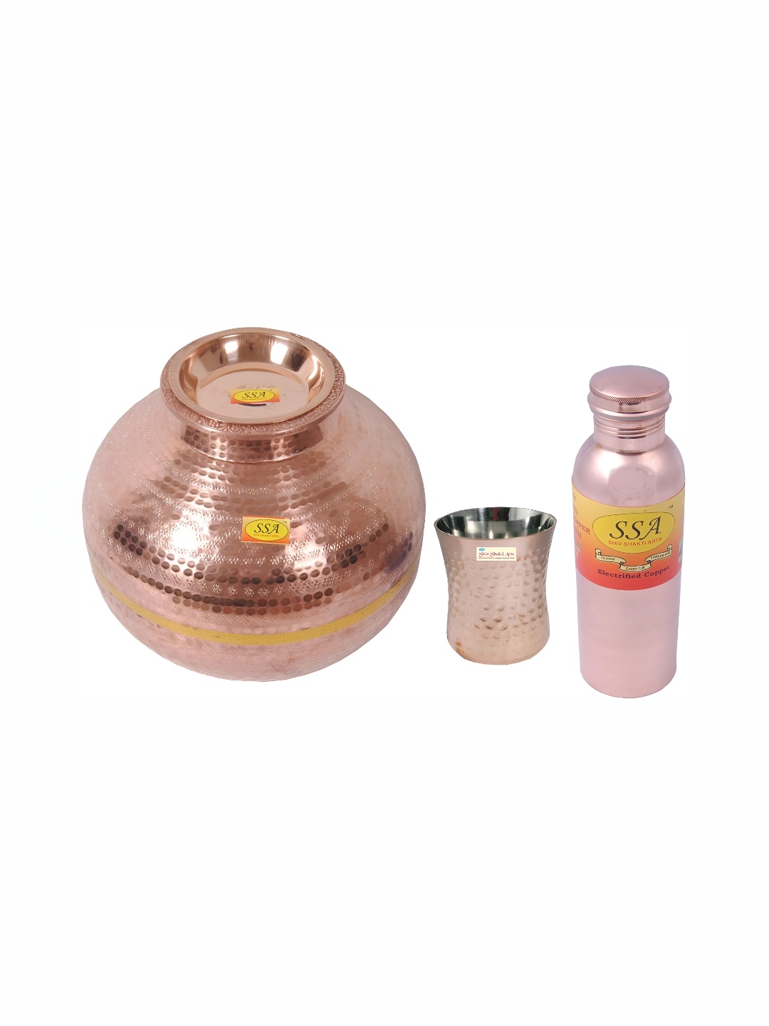 

Shivshakti Arts 3 Pieces Copper Water Dispenser Set