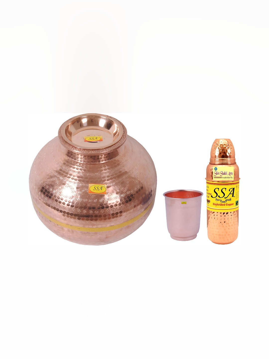 

Shivshakti Arts 3 Pieces Copper Water Dispenser Set