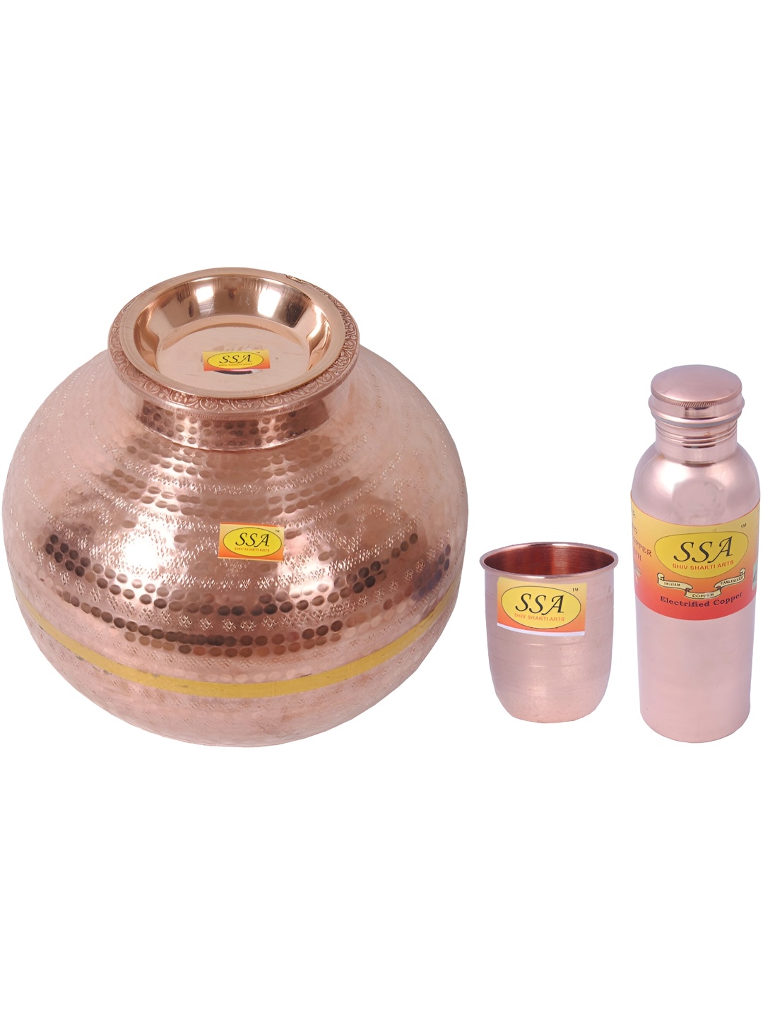 

Shivshakti Arts 3 Pieces Copper Water Dispenser Set