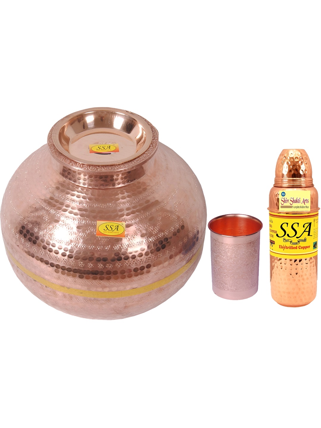 

Shivshakti Arts 3 Pieces Copper Water Dispenser Set
