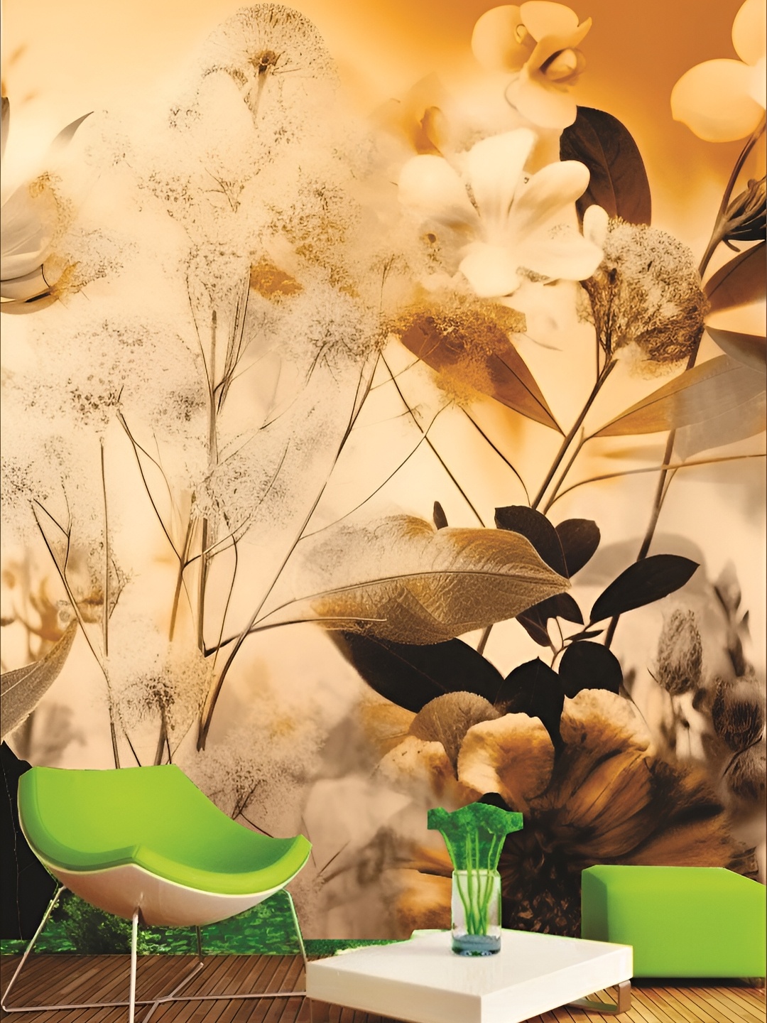 

KSHIRSA Beige & Brown Floral Printed Self Adhesive Removable Wall Paper