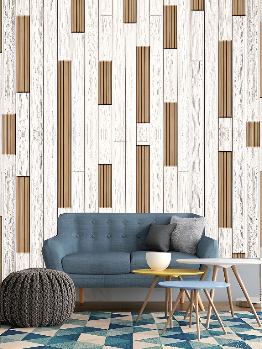 

KSHIRSA Brown and White Printed Self Adhesive Removable Wall Sticker