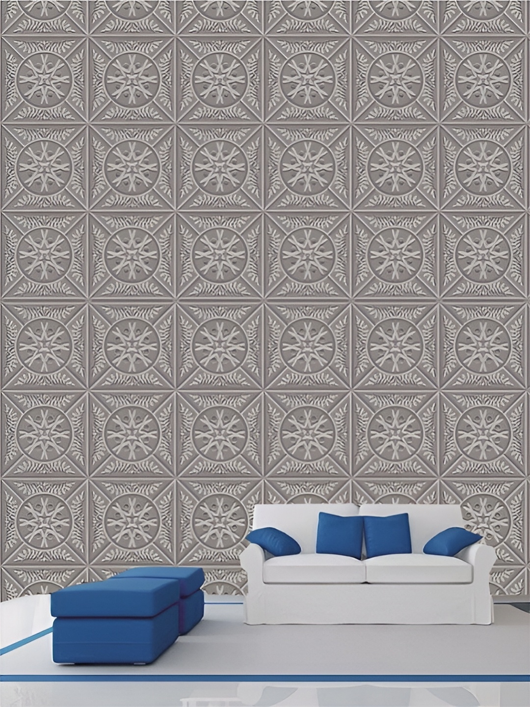 

KSHIRSA Grey Geometric Printed Self-Adhesive Removable Wallpaper