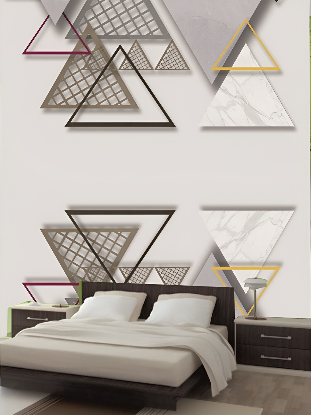 

KSHIRSA Grey & White Geometric Printed Self-Adhesive Removable Wallpaper
