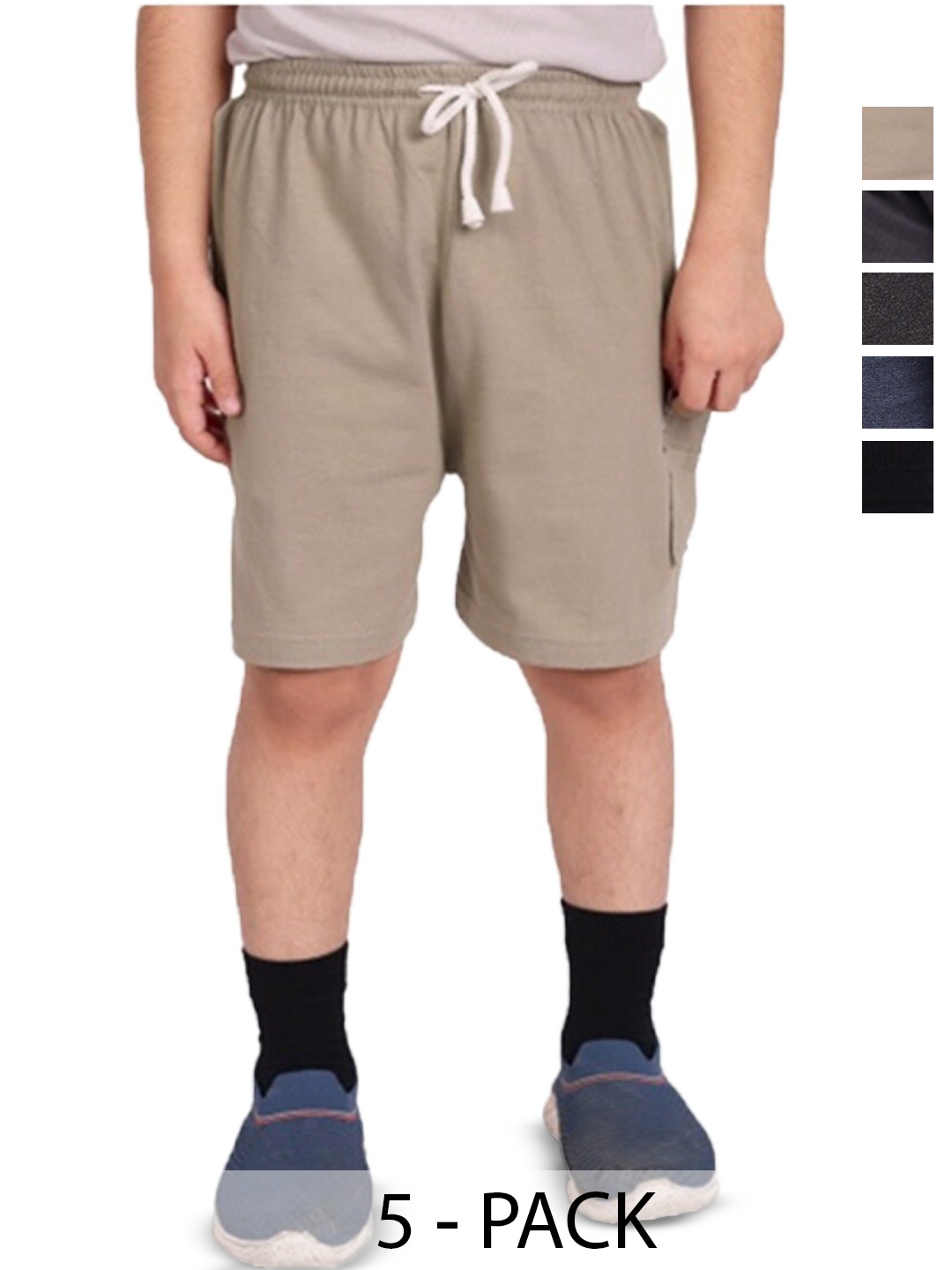 

BAESD Boys Pack Of 5 Mid-Rise Cotton Shorts, Beige