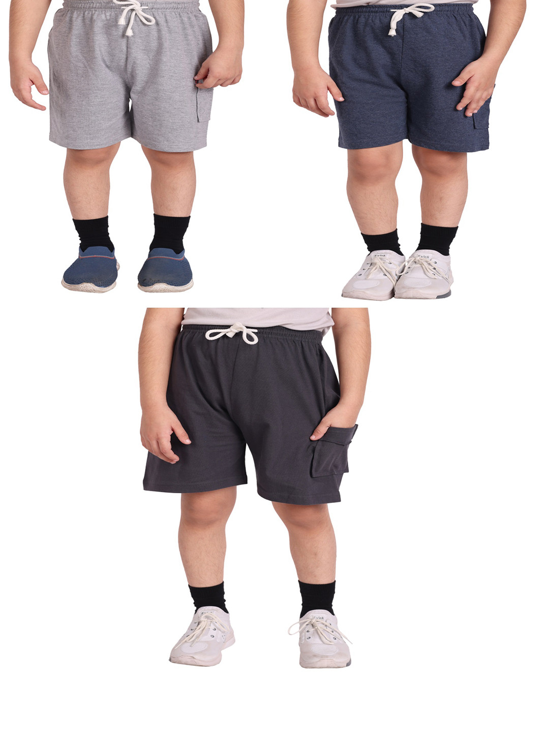 

BAESD Boys Pack Of 3 Mid-Rise Cotton Shorts, Navy blue