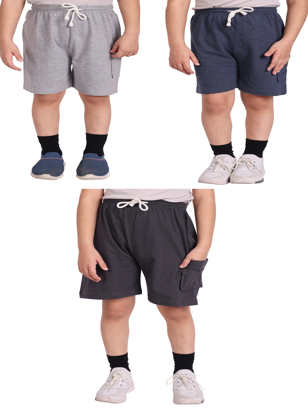 

BAESD Boys Pack Of 3 Mid-Rise Cotton Shorts, Navy blue
