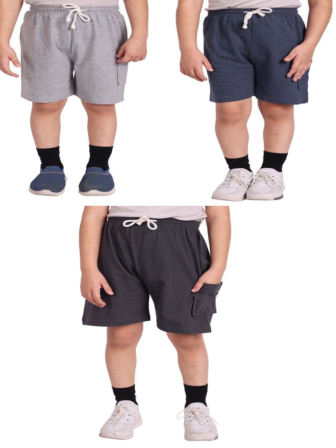 

BAESD Boys Pack Of 3 Mid-Rise Cotton Shorts, Navy blue