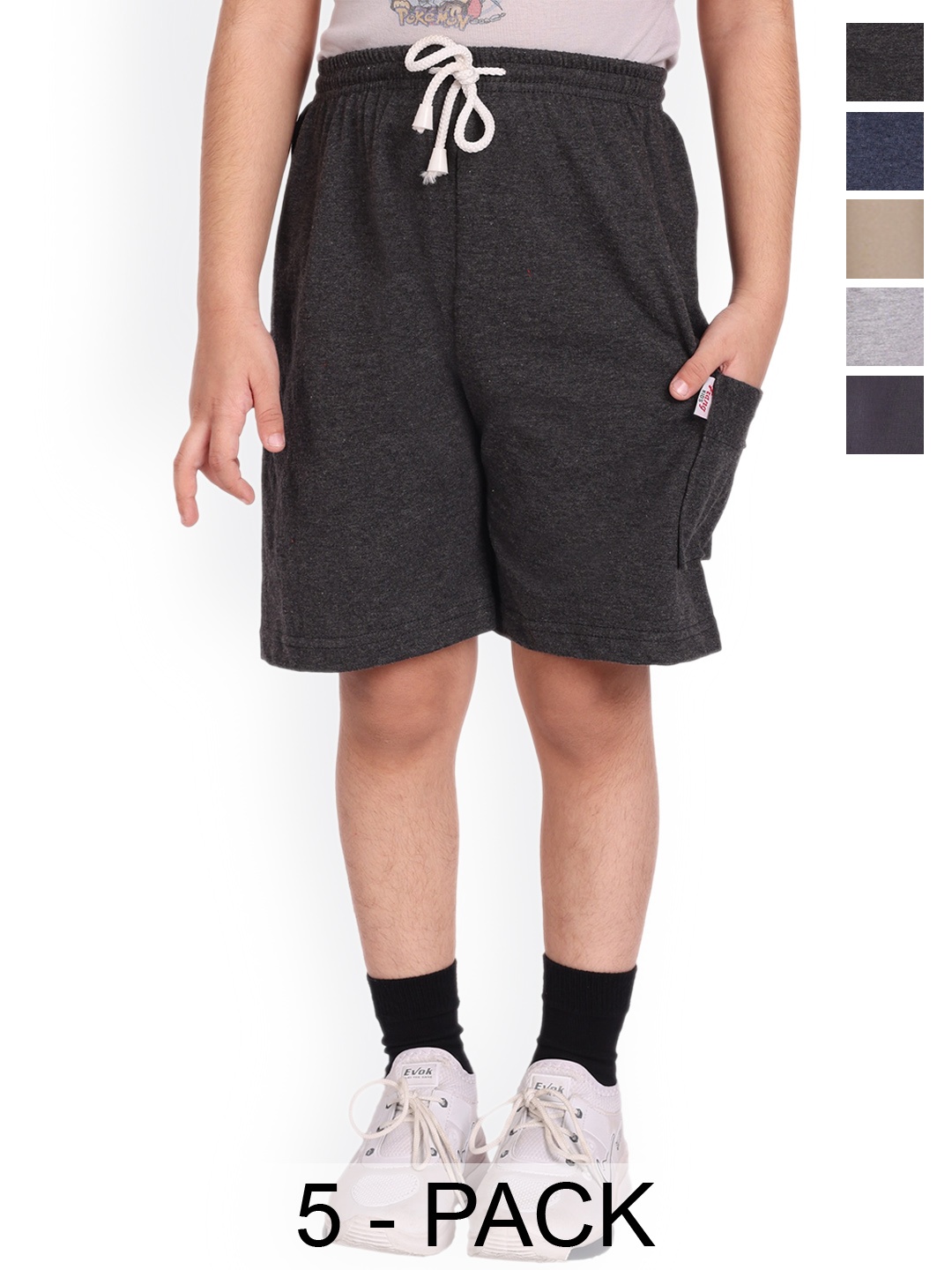 

BAESD Boys Pack Of 5 Mid-Rise Cotton Shorts, Black