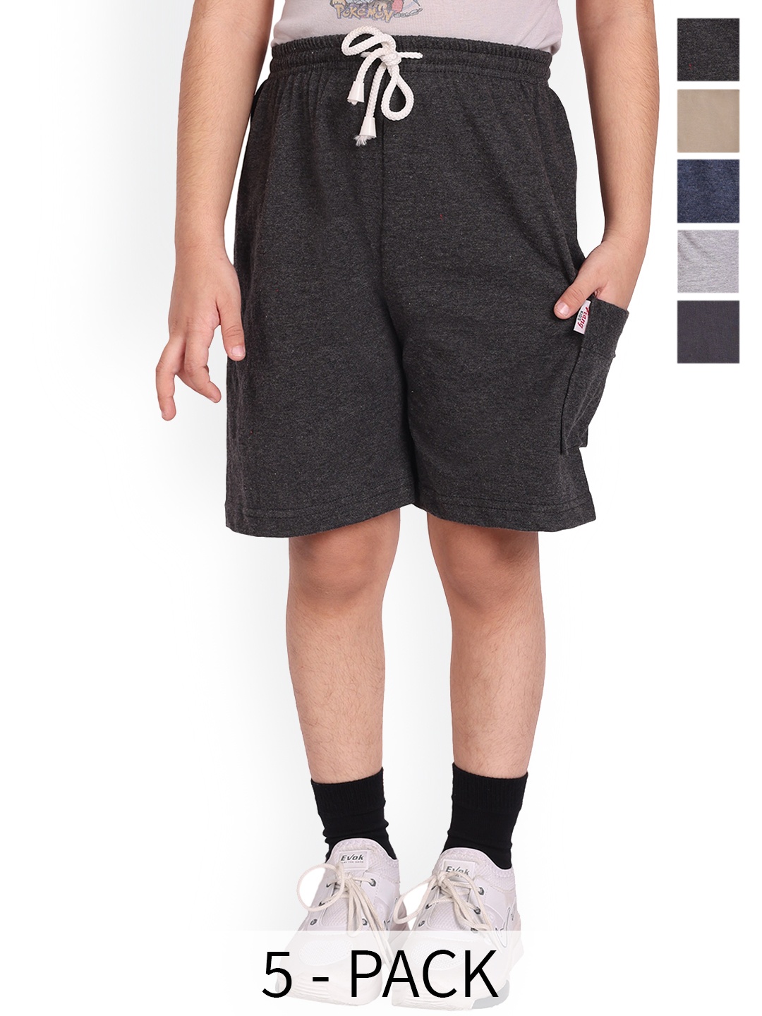 

BAESD Boys Pack Of 5 Mid-Rise Cotton Shorts, Beige