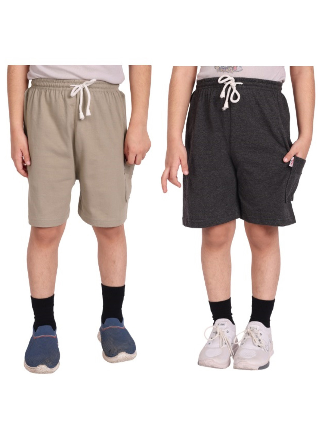 

BAESD Boys Pack Of 2 Mid-Rise Cotton Shorts, Beige