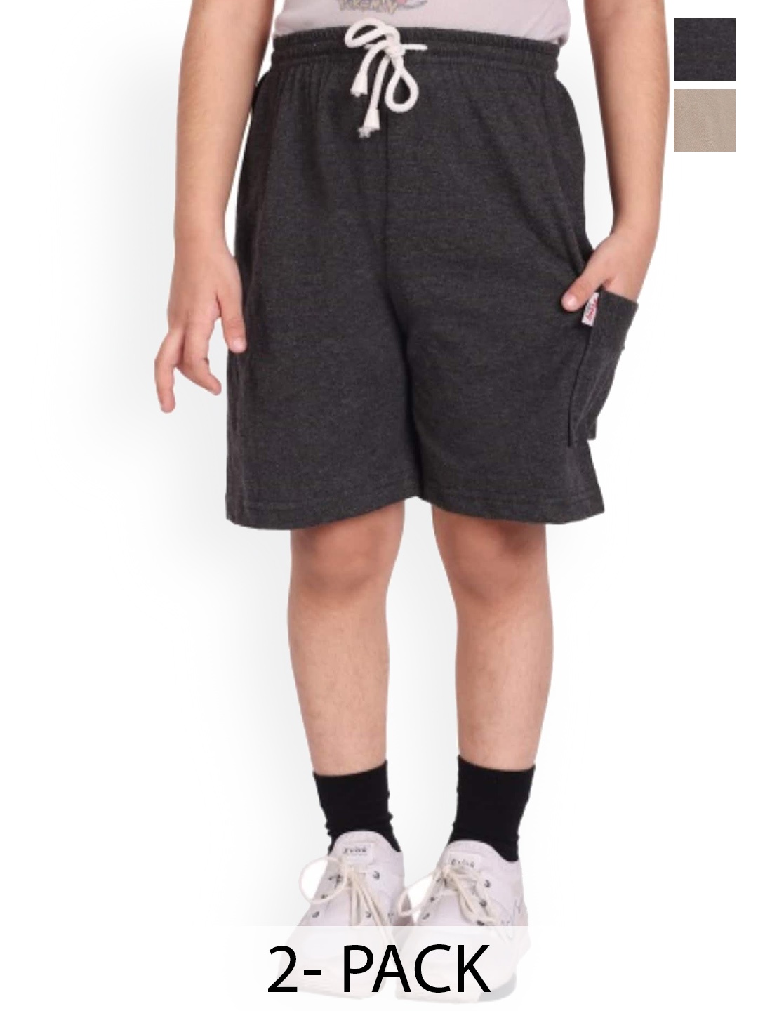 

BAESD Boys Pack Of 2 Mid-Rise Cotton Shorts, Black