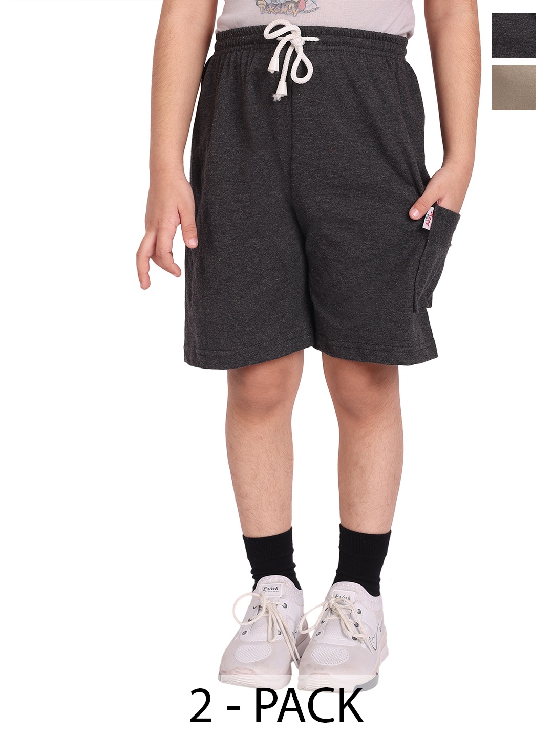 

BAESD Boys Pack of 2 Mid-Rise Cotton Shorts, Black