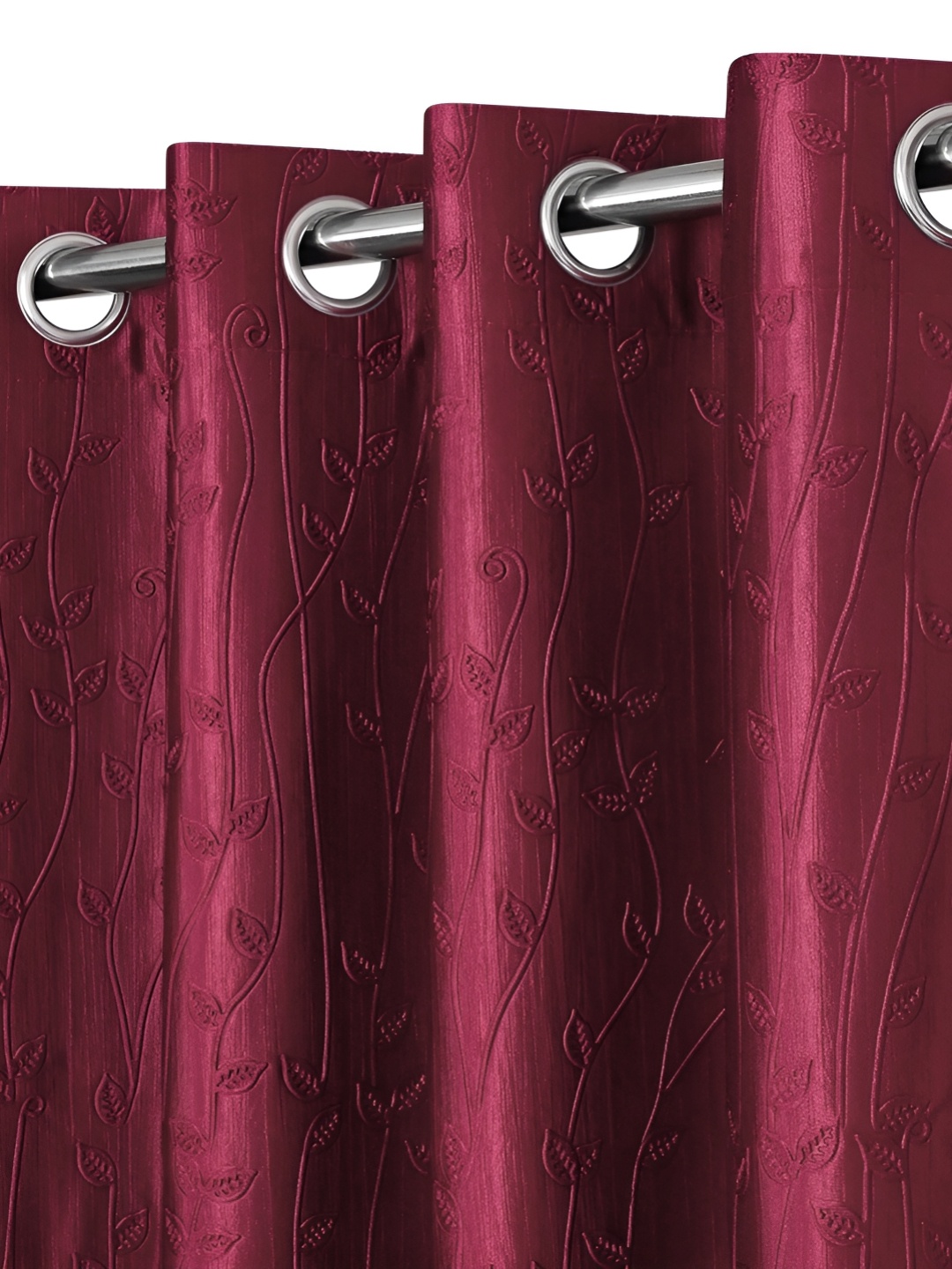 

Ultica Fab Maroon 2 Pcs Floral Room Darkening Door Curtain