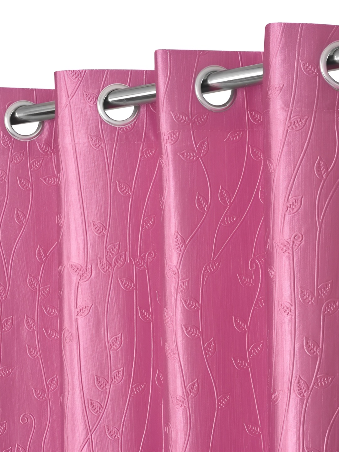 

Ultica Fab Pink 2 Pcs Floral Room Darkening Long Door Curtains