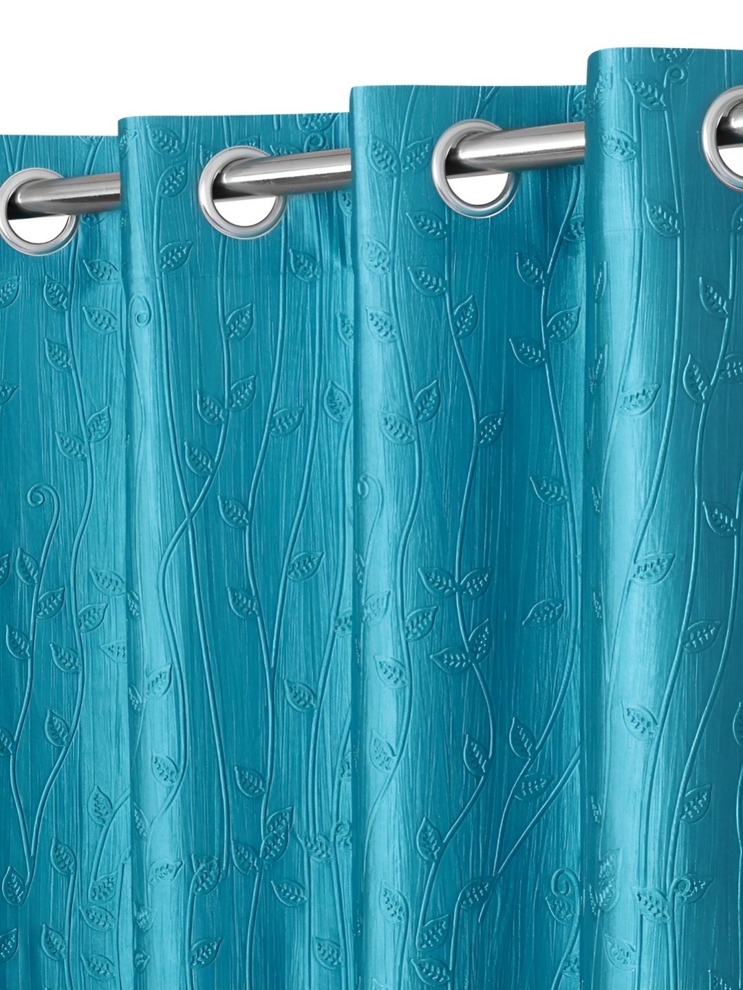 

Ultica Fab Blue 2 Pcs Floral Room Darkening Long Door Curtain