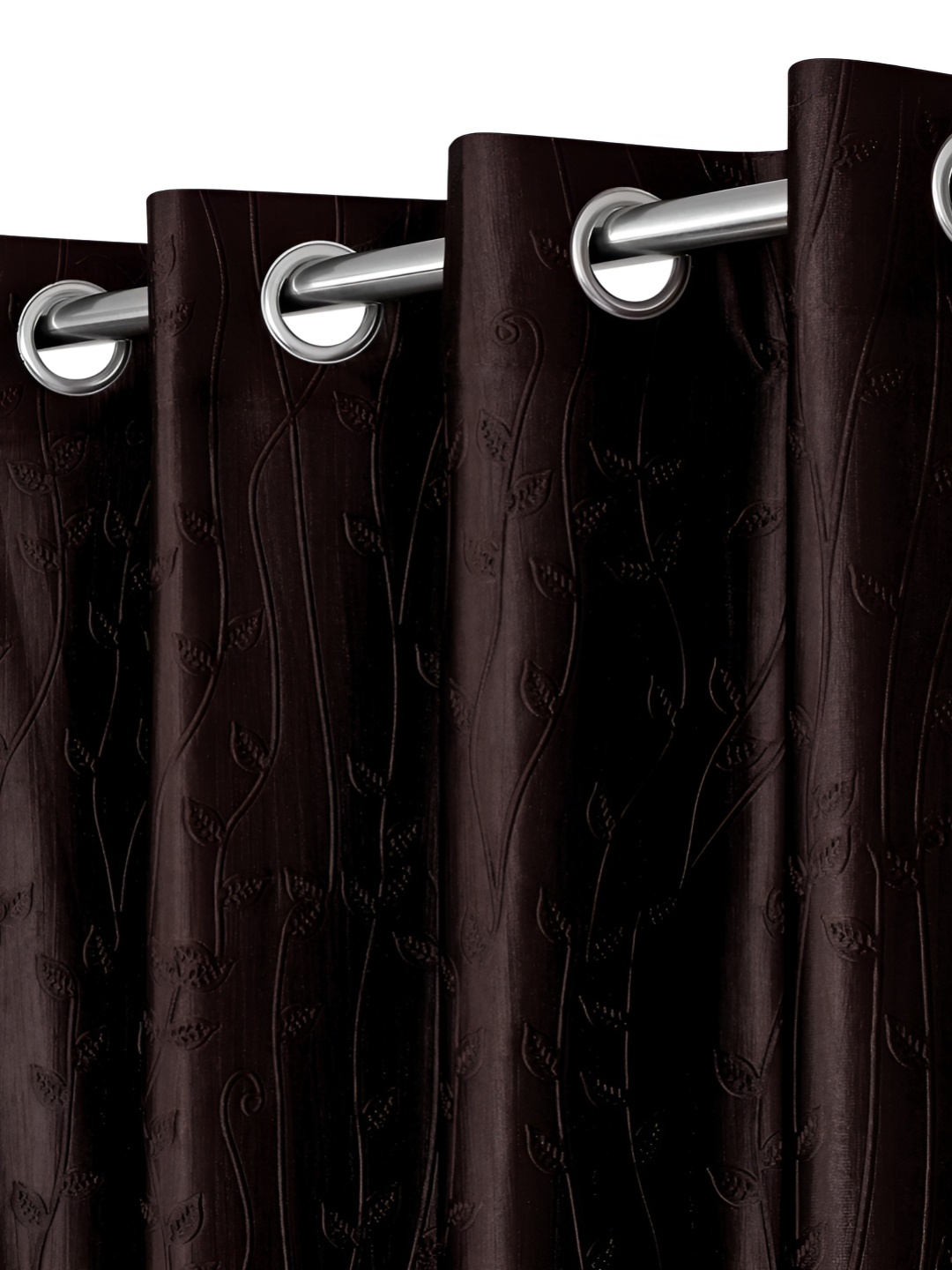 

Ultica Fab Coffee Brown 2 Pcs Floral Room Darkening Long Door Curtain