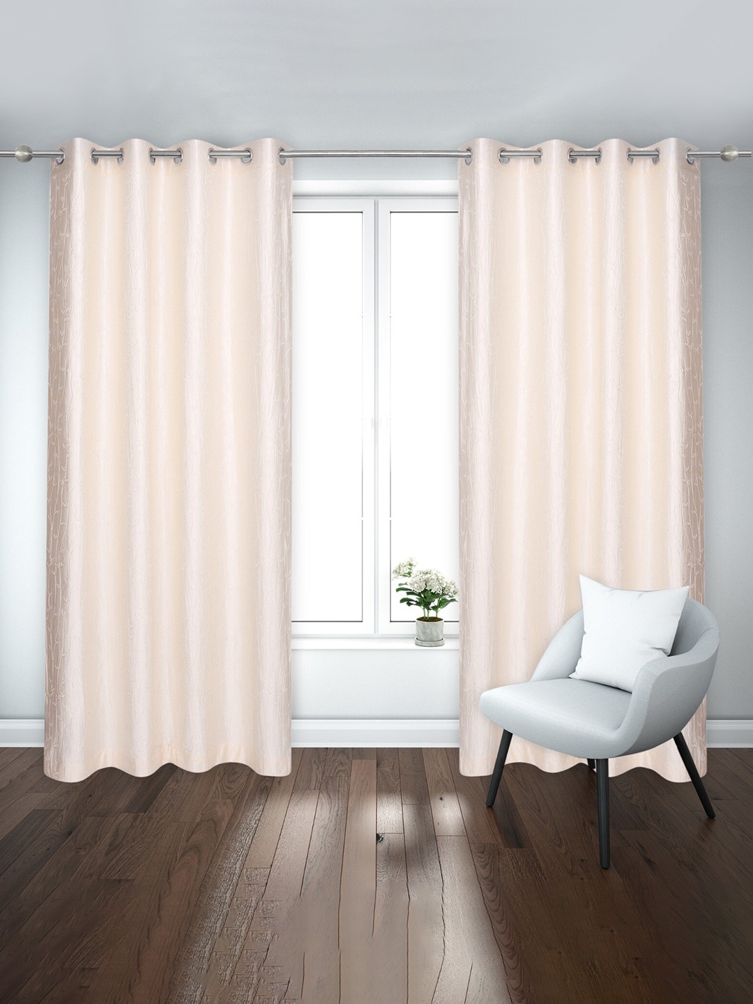 

Ultica Fab Cream 2 Pcs Room Darkening Long Door Curtain