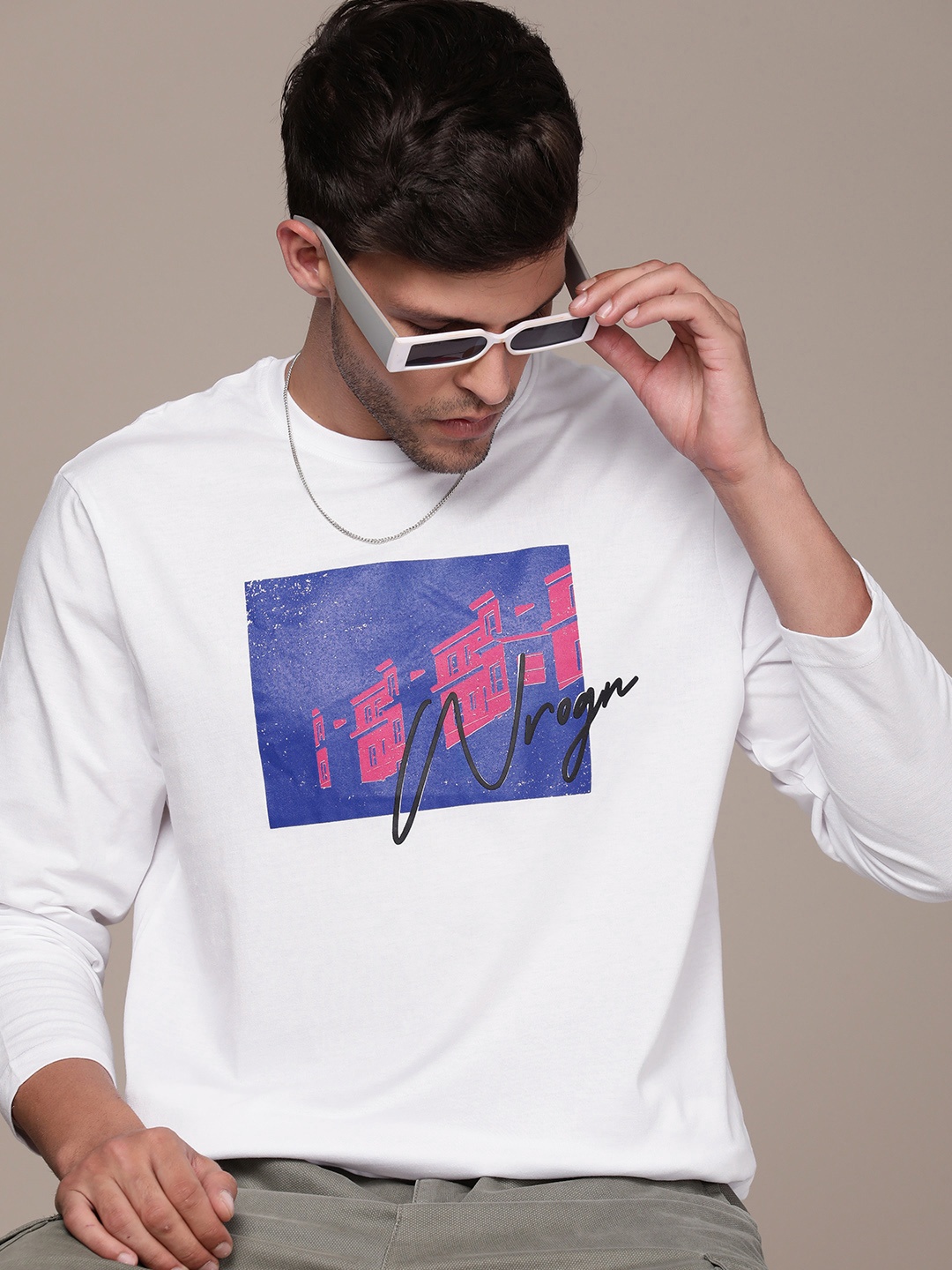

WROGN Men Graphic Printed T-shirt, White