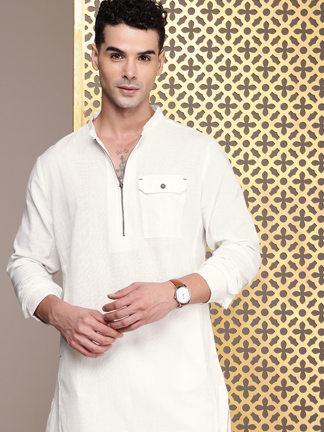 

House of Pataudi Men Rozana Pure Cotton Kurta, White