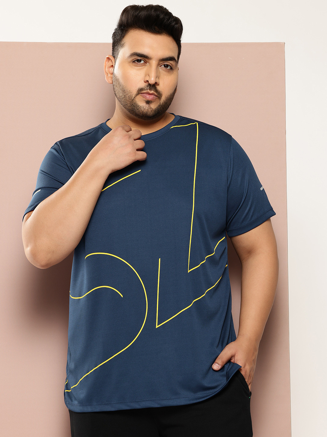 

Sztori Plus Size Printed T-shirt, Navy blue