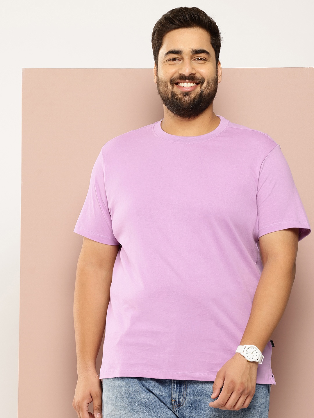 

Sztori Plus Size Pure Cotton T-shirt, Lavender