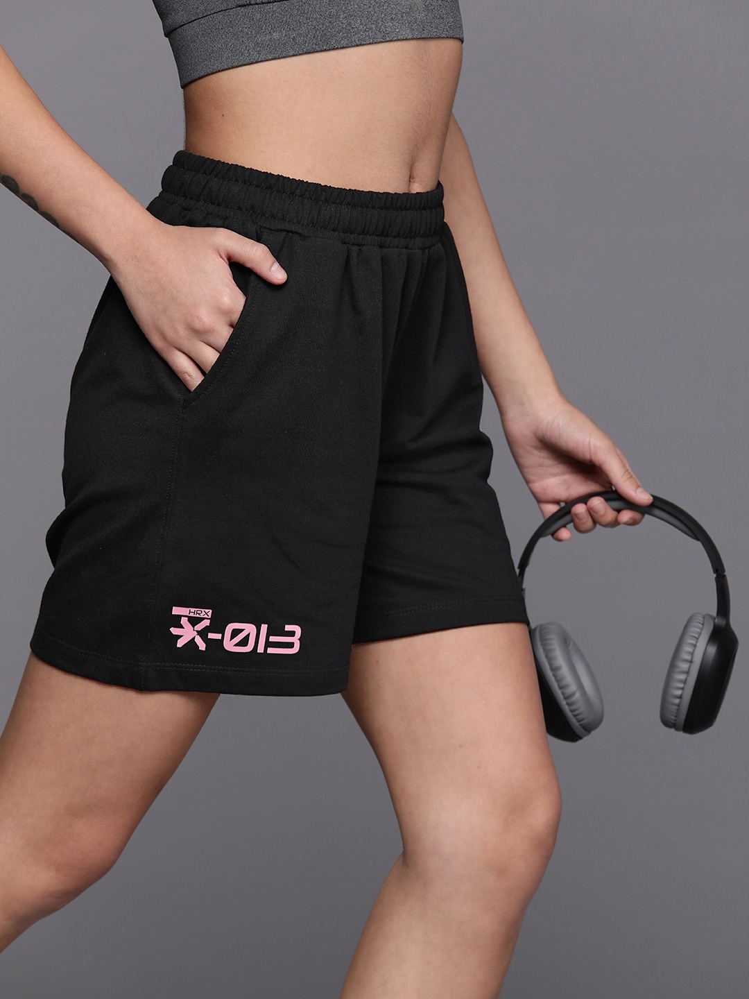 

HRX by Hrithik Roshan Women Cargo Style Lifestyle Shorts, Black
