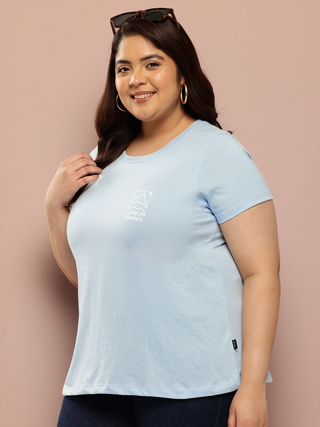 

Sztori Plus-Size Pure Cotton T-shirt, Blue