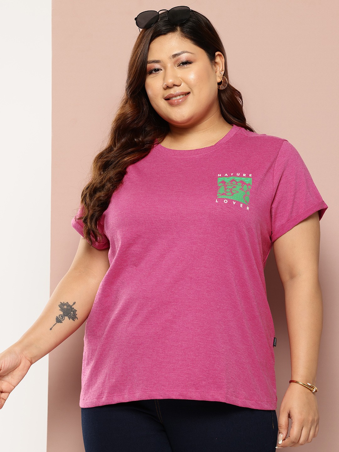 

Sztori Plus-Size Pure Cotton T-shirt, Pink