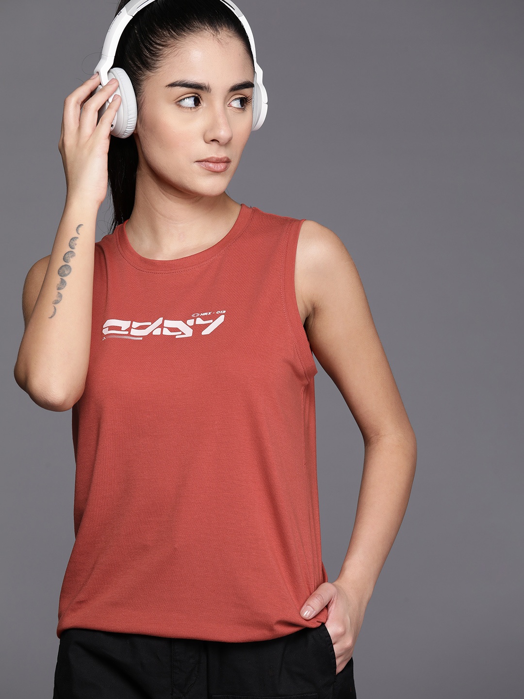 

HRX by Hrithik Roshan Women Typography Printed T-shirt, Rust