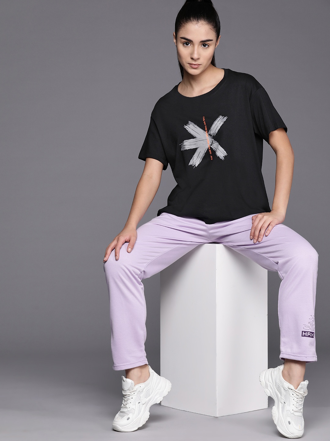 

HRX by Hrithik Roshan Women Brand Logo Printed T-shirt, Black