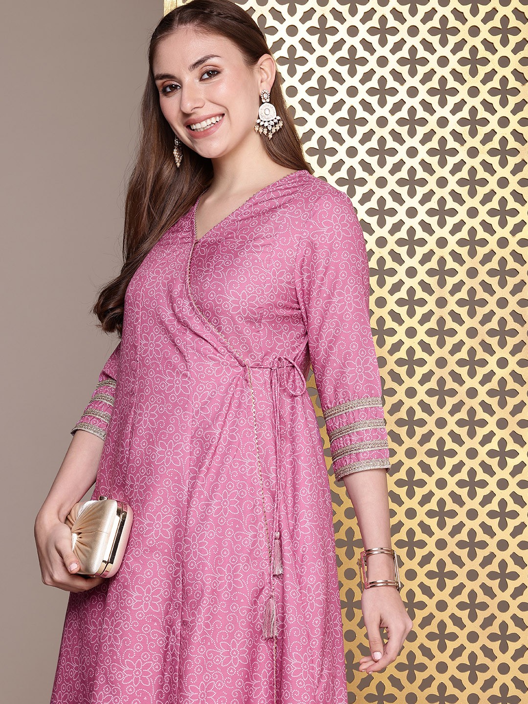 

House of Pataudi Floral Printed Jashn Kurta, Pink