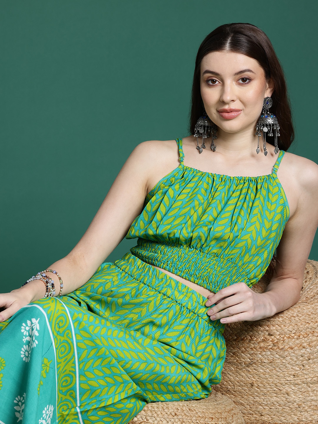 

Sangria Printed Fusion Co-Ords, Green